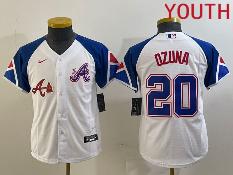 Youth Atlanta Braves #20 Ozuna White City Edition 2024 Nike MLB Jersey style 2->san francisco 49ers->NFL Jersey